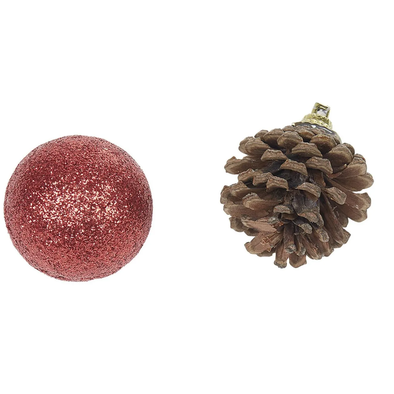 Suspension boules de Noël rouges et pommes de pin