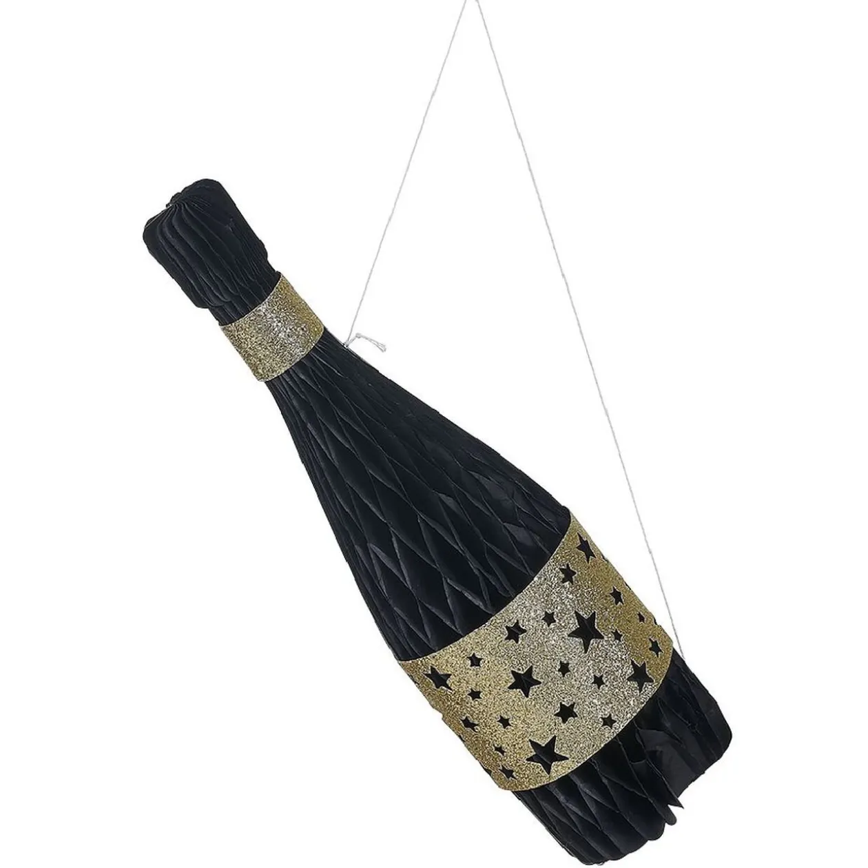 Suspension bouteille serpentin noir et doré