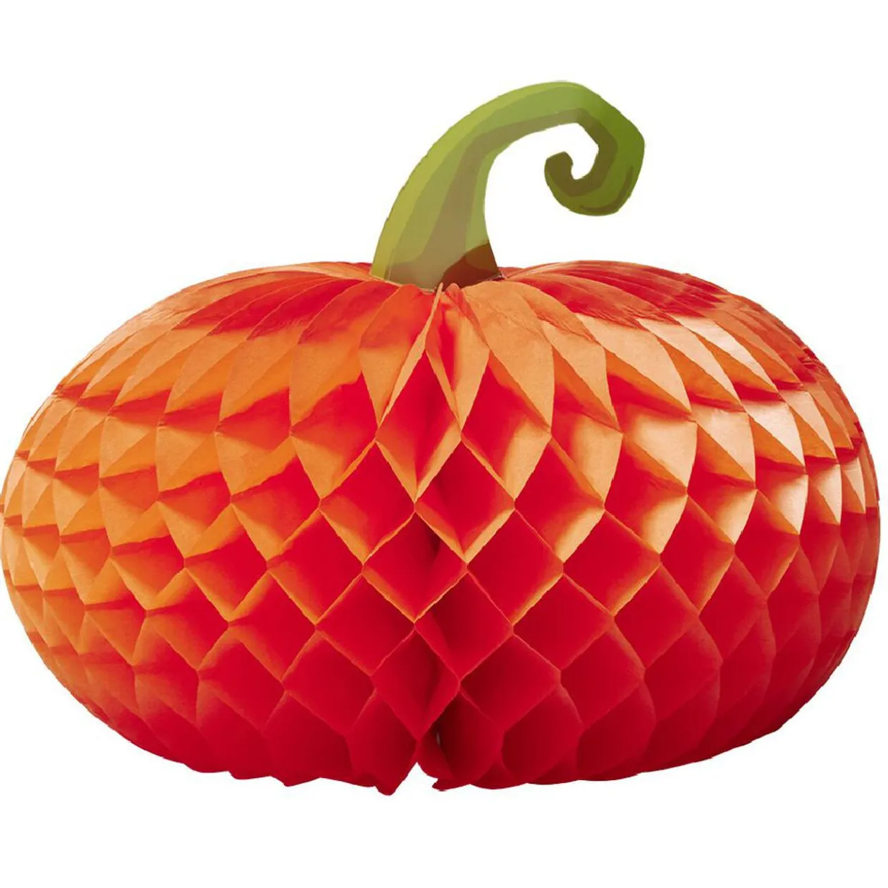 Suspension citrouille en papier orange et vert x3