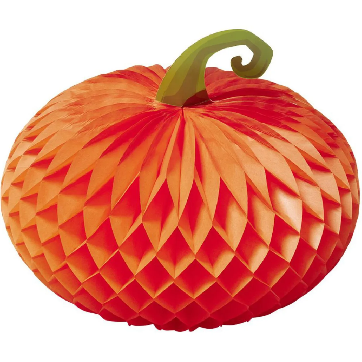 Suspension citrouille en papier orange et vert x3