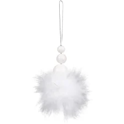 Suspension décor effet plume blanc