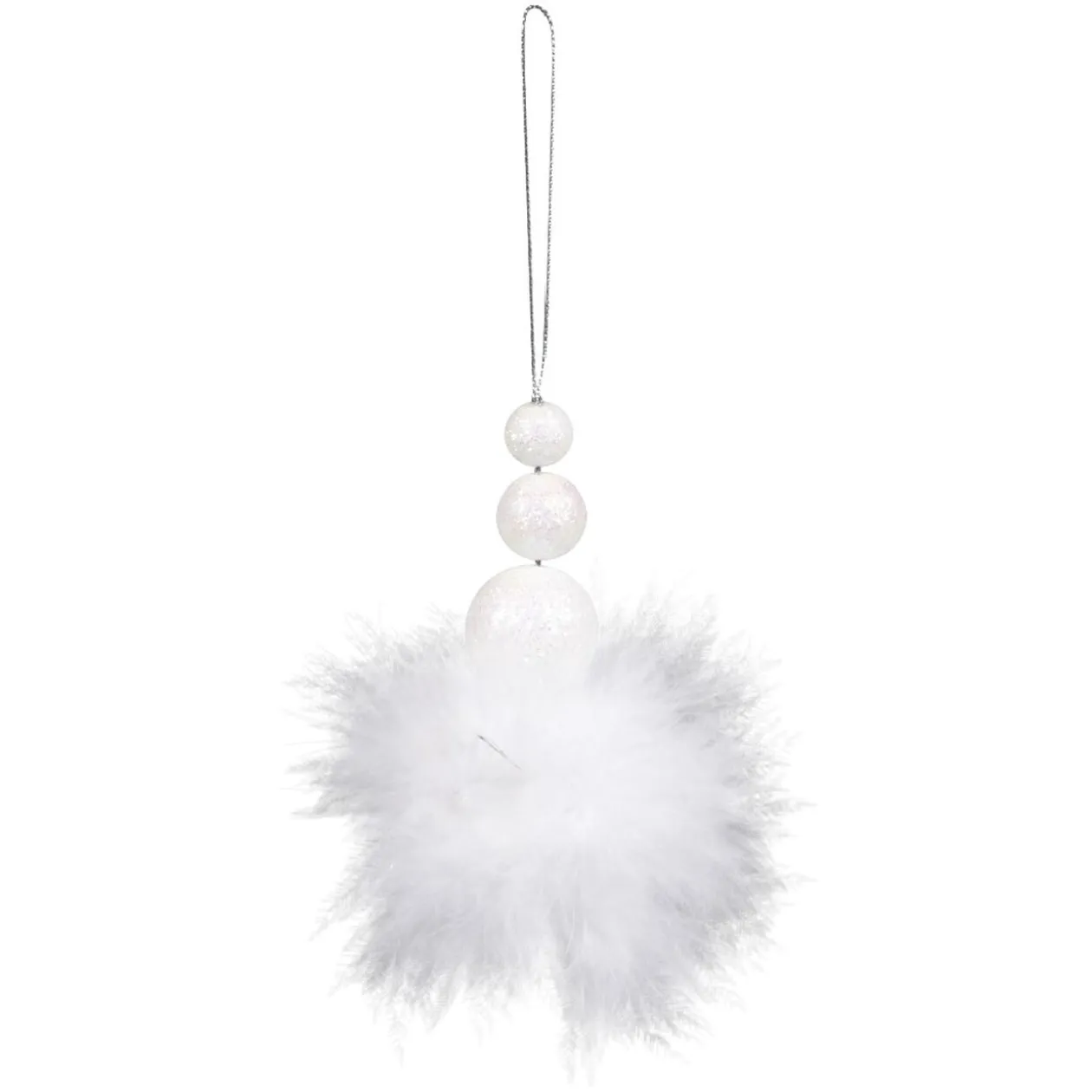 Suspension décor effet plume blanc