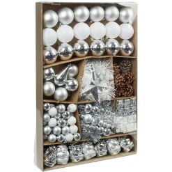 Suspension de Noël blanc et gris argenté x100