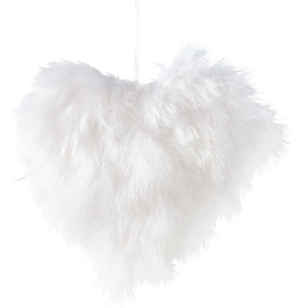 Suspension de Noël coeur à plumes blanches