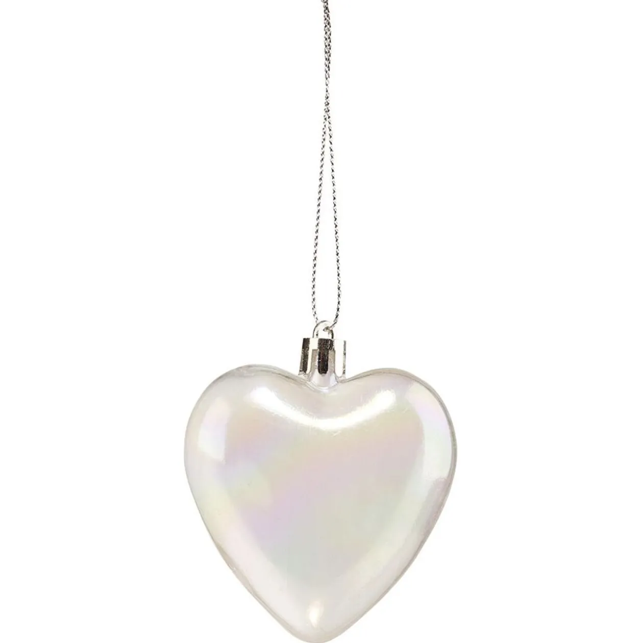 Suspension de Noël Coeur blanc et transparent H7cm X6