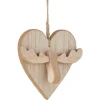 Suspension de Noël Coeur en mdf avec motif Tête de Renne