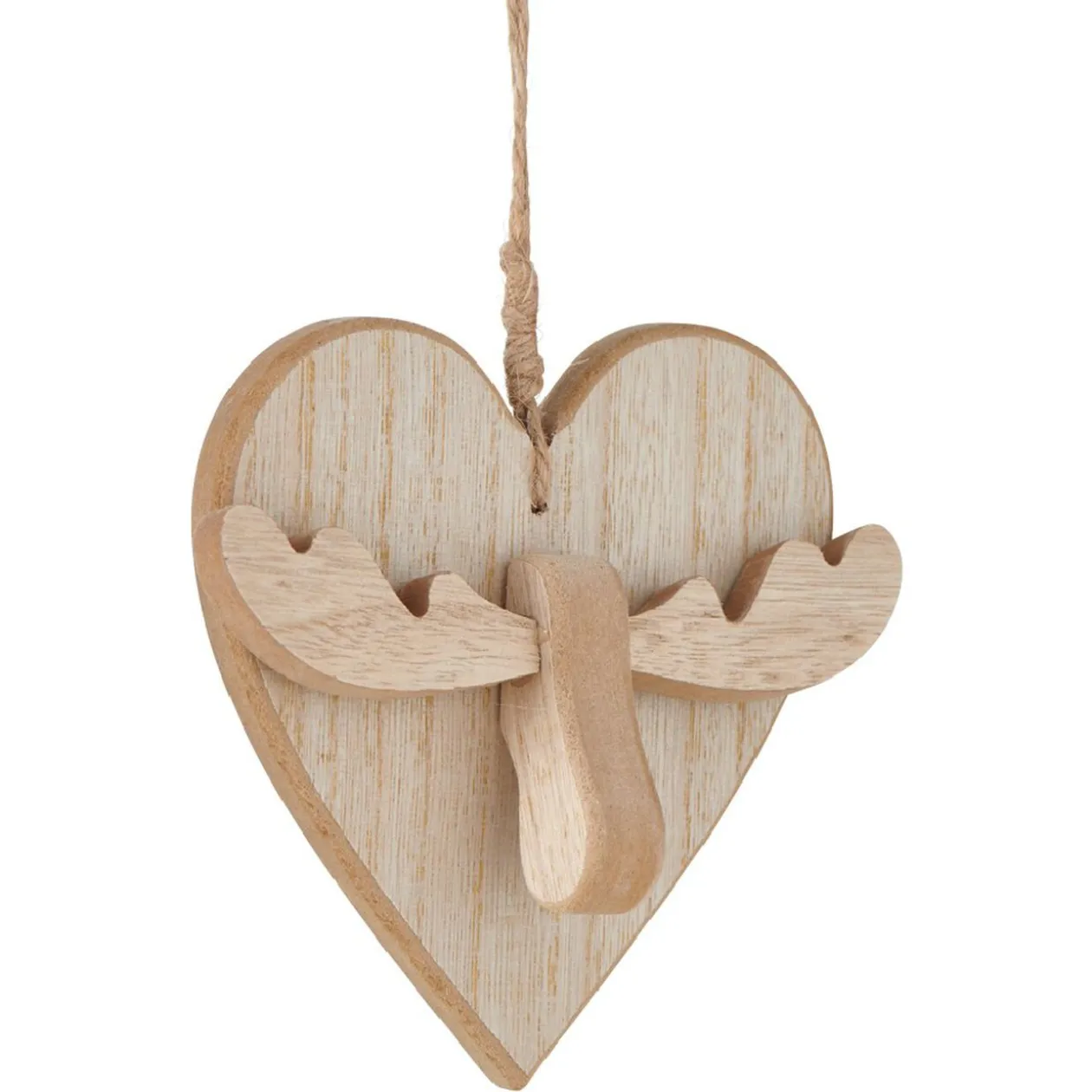 Suspension de Noël Coeur en mdf avec motif Tête de Renne