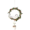 Suspension de Noël couronne en rotin avec animal blanche
