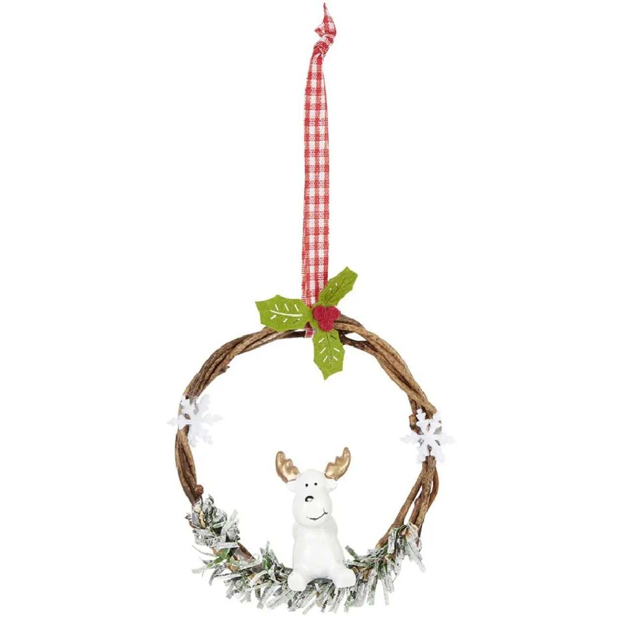 Suspension de Noël Couronne en bois déco animal