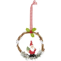 Suspension de Noël Couronne en bois déco animal