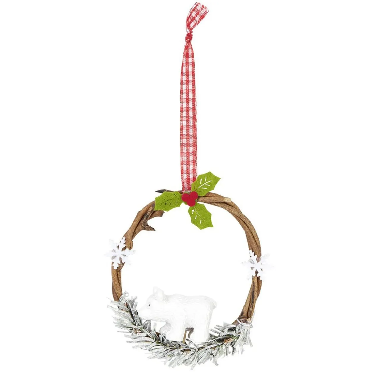 Suspension de Noël Couronne en bois déco animal