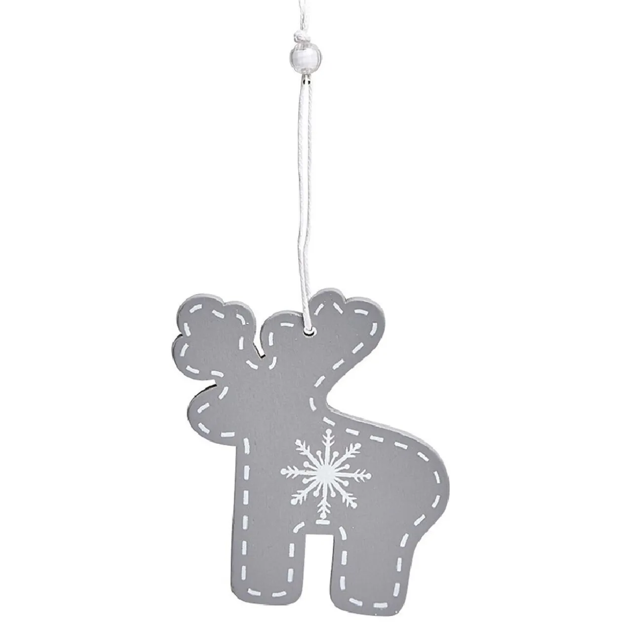 Suspension de Noël en bois forme flocon et renne x12