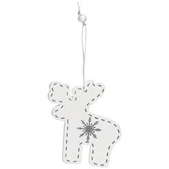Suspension de Noël en bois forme flocon et renne x12