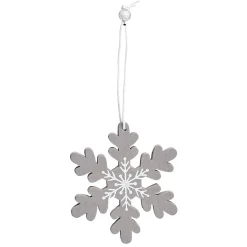 Suspension de Noël en bois forme flocon et renne x12