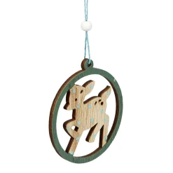 Suspension de Noël en bois Ange Étoile Renne Sapin naturel vert x24