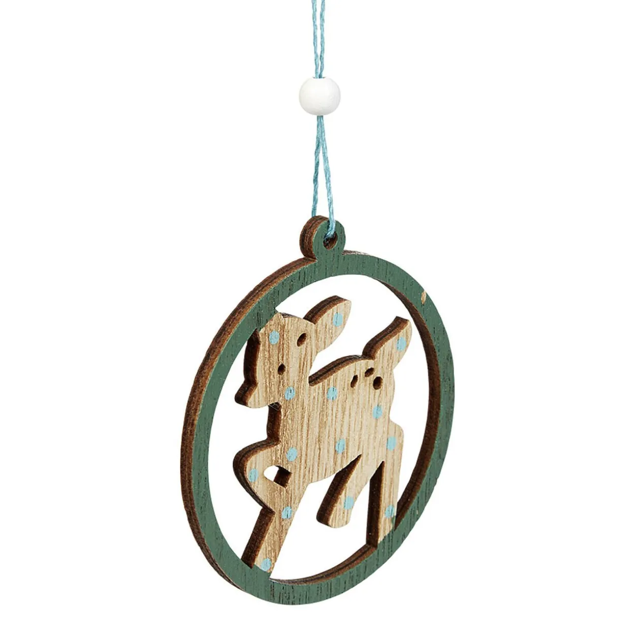 Suspension de Noël en bois Ange Étoile Renne Sapin naturel vert x24