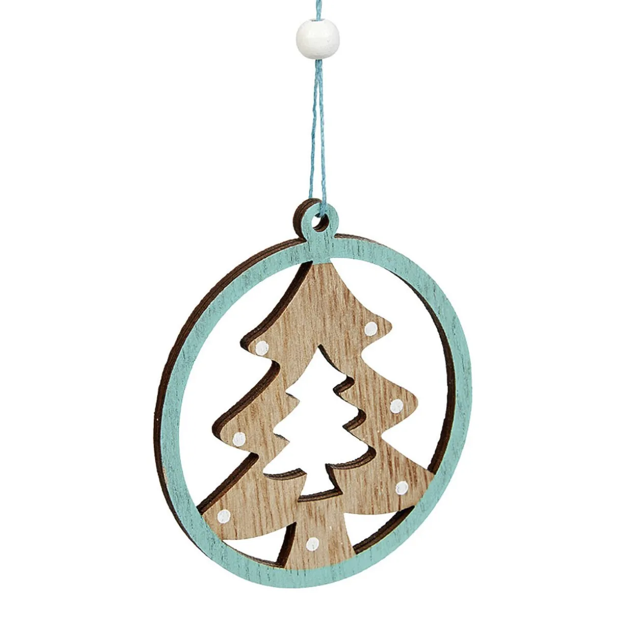 Suspension de Noël en bois Ange Étoile Renne Sapin naturel vert x24