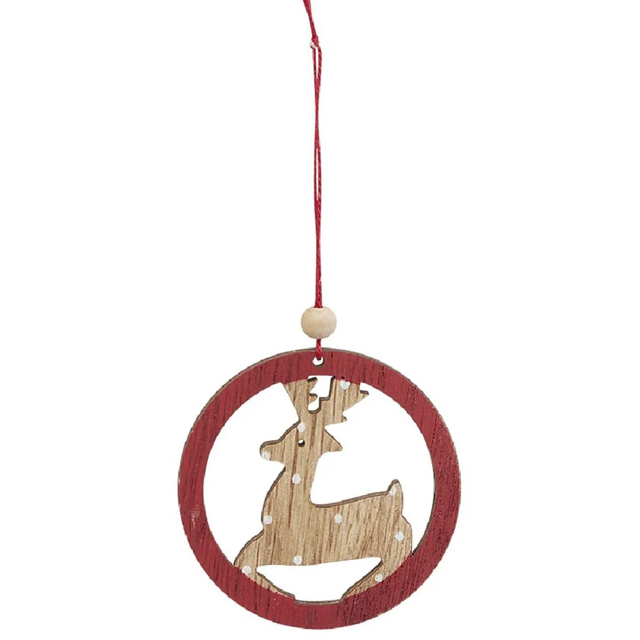Suspension de Noël en bois Ange Étoile Renne Sapin naturel rouge x24