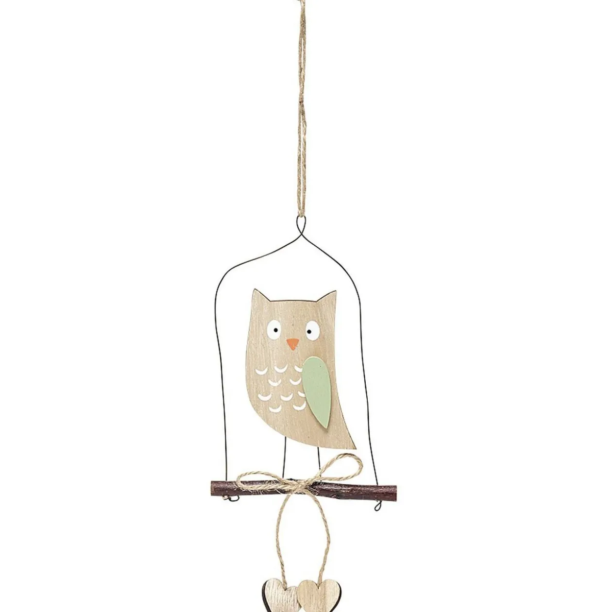 Suspension de Noël en bois hibou sur branche