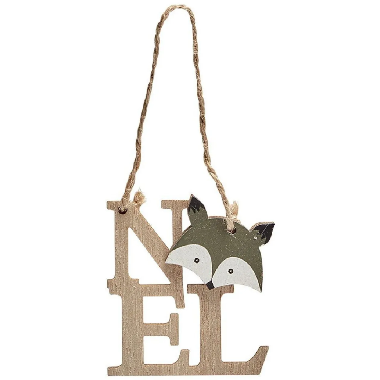 Suspension de Noël en bois inscription Noël avec animal x4