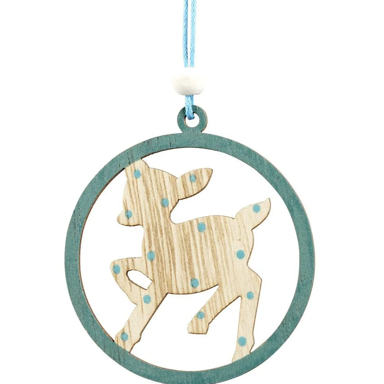 Suspension de Noël en bois naturel vert ange étoile renne sapin x24