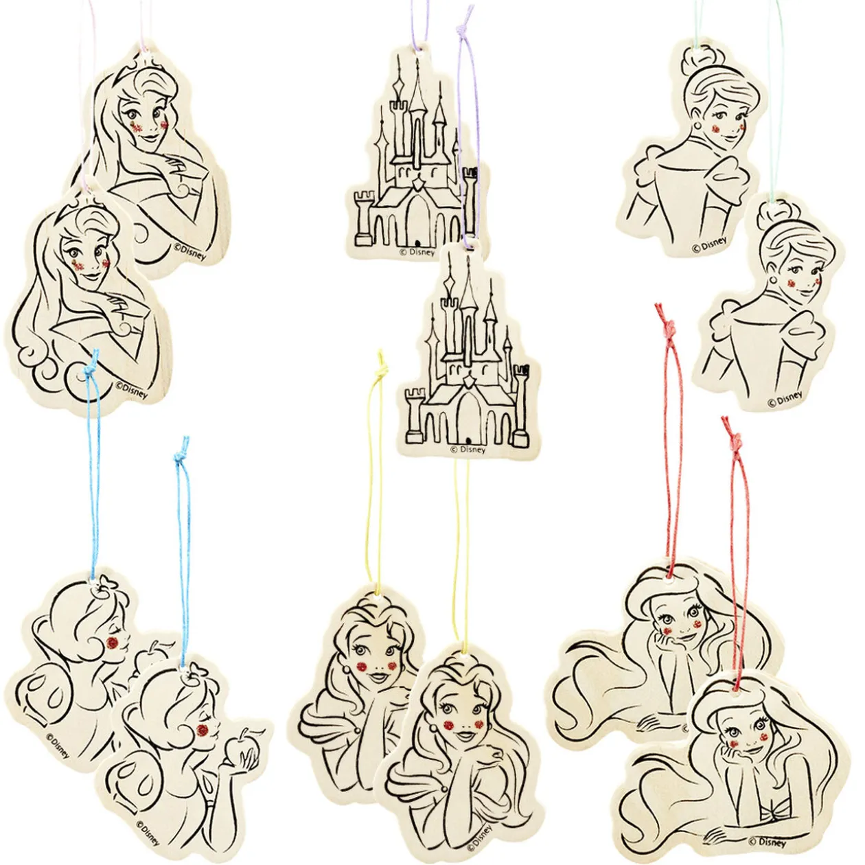 Suspension de Noël en bois Disney Princesses x12