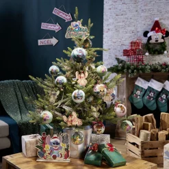 Suspension de Noël en bois Disney Stitch x12