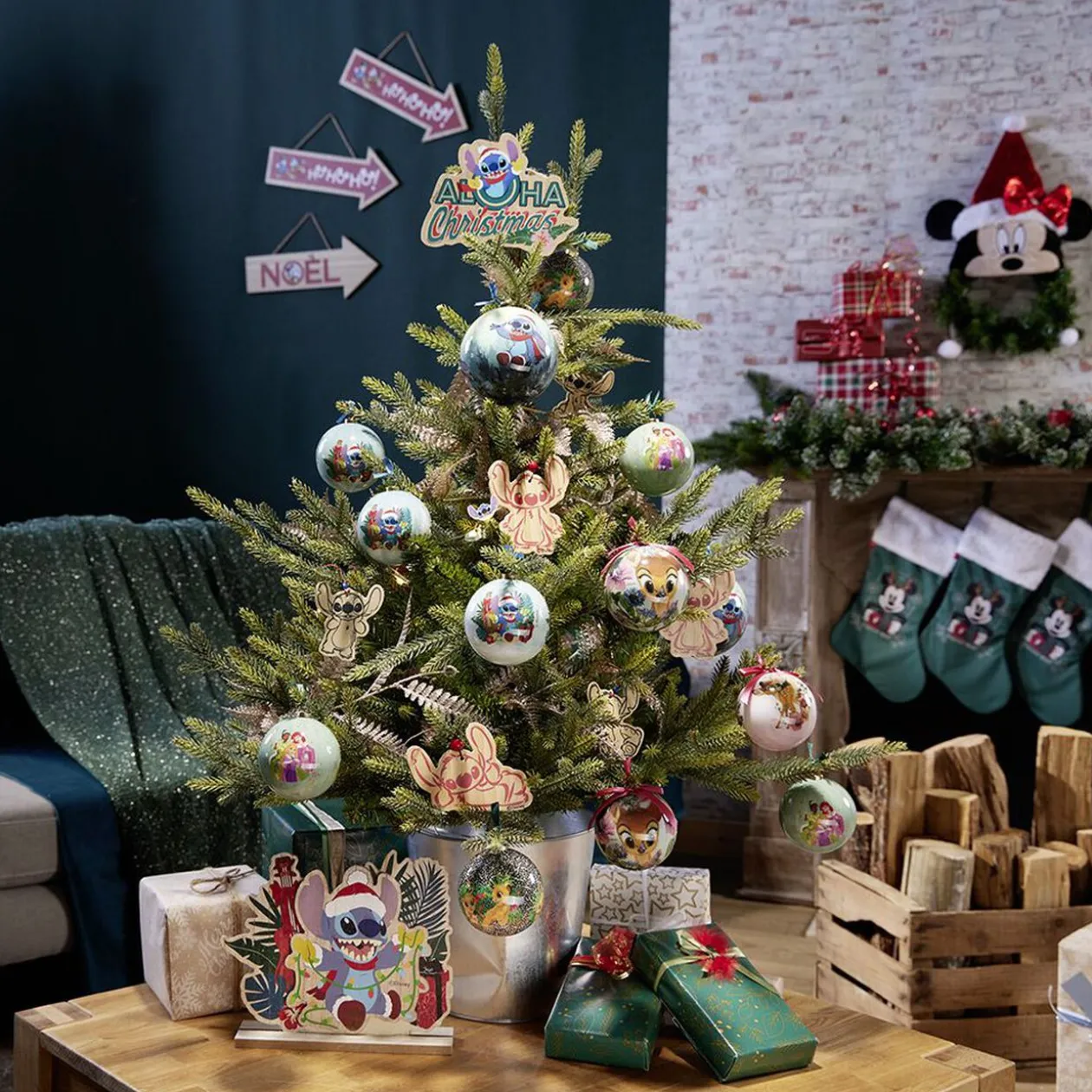 Suspension de Noël en bois Disney Stitch x12