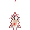 Suspension de Noël en bois forme étoile ou sapin avec tête de renne 11x11cm