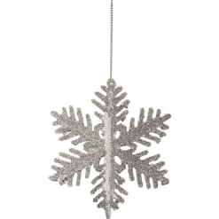 Suspension de Noël Flocon pailleté argenté blanc et bleu Ø9 cm X5