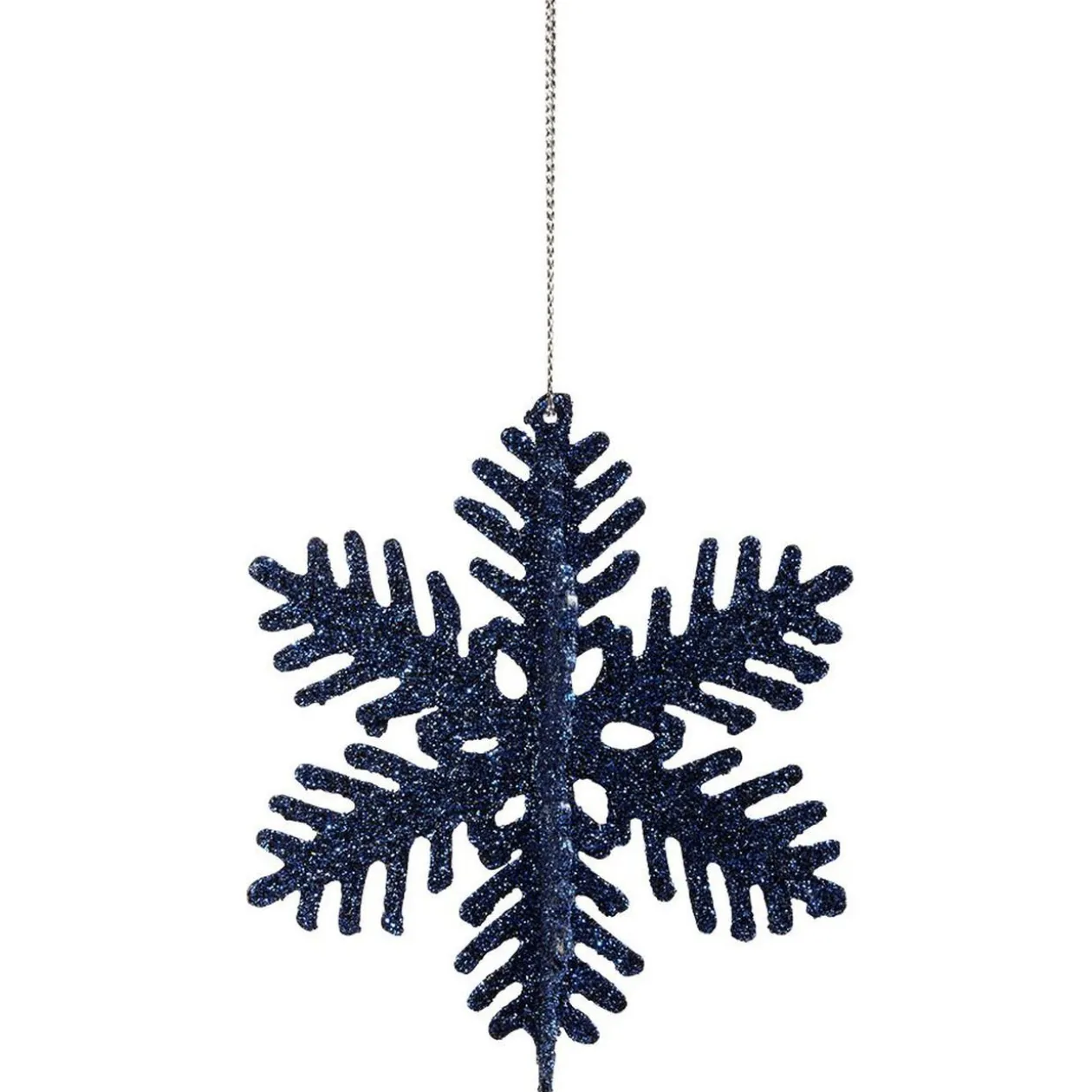 Suspension de Noël Flocon pailleté argenté blanc et bleu Ø9 cm X5