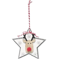 Suspension de Noël forme avec tête de renne en bois