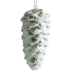 Suspension de Noël Pomme de pin bleu et blanc Ø4,5xH11cm