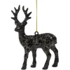 Suspension de Noël renne craquelé noir doré H.13 cm