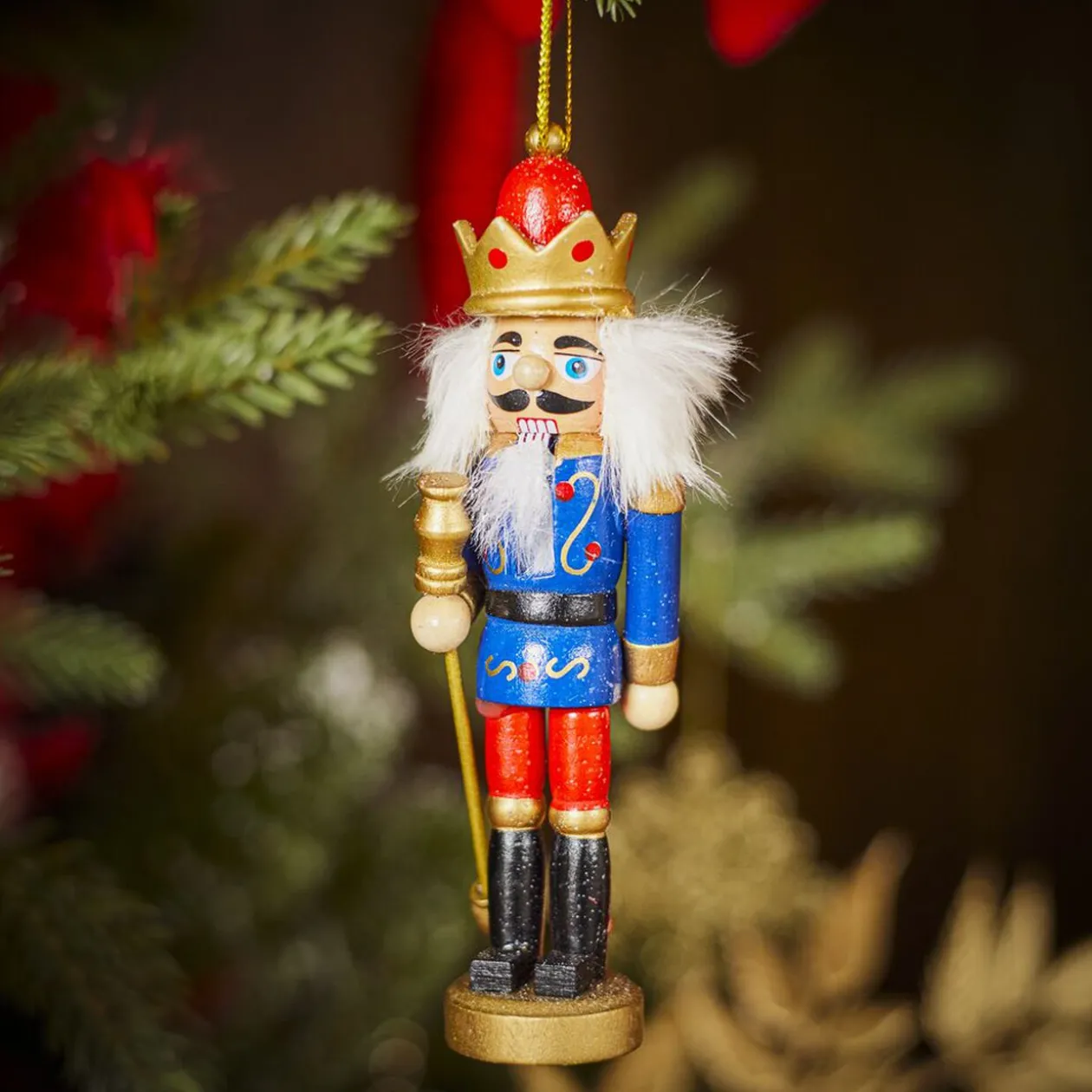 Suspension de Noël soldat Casse Noisette en bois Ø5xH12cm