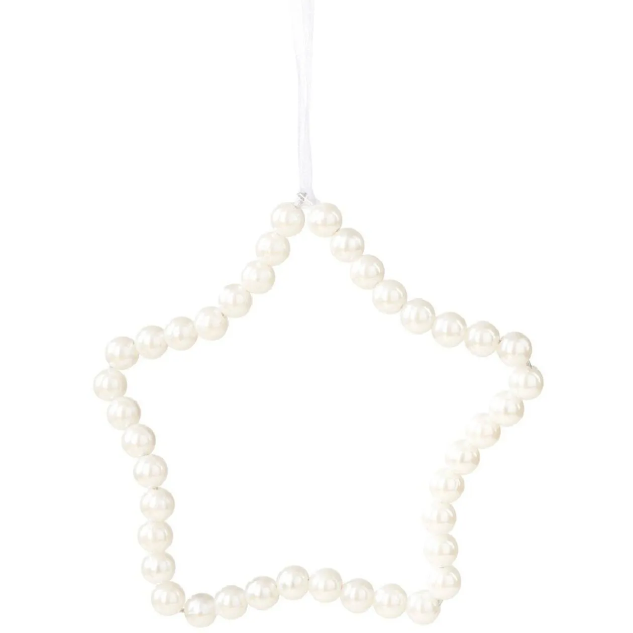 Suspension de Noël étoile en perles blanches