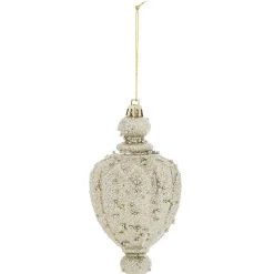 Suspension de sapin mini Fiole décor perles pailleté doré