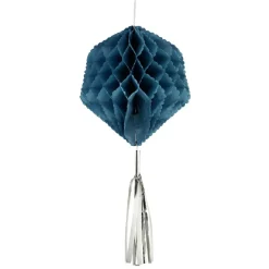 Suspension en papier bleu de forme géométrique x 3