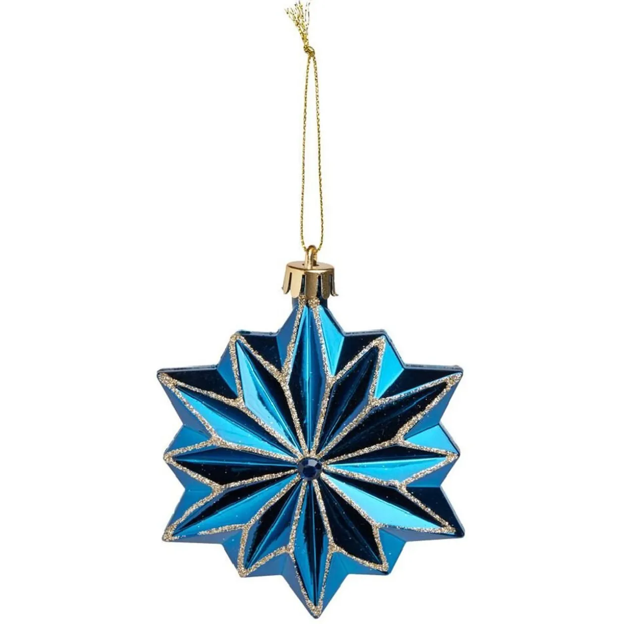 Suspension fleur étoile bleu et doré H10,5cm