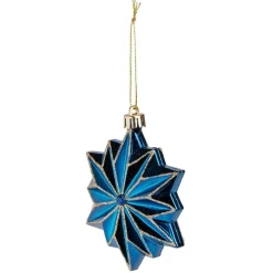 Suspension fleur étoile bleu et doré H10,5cm