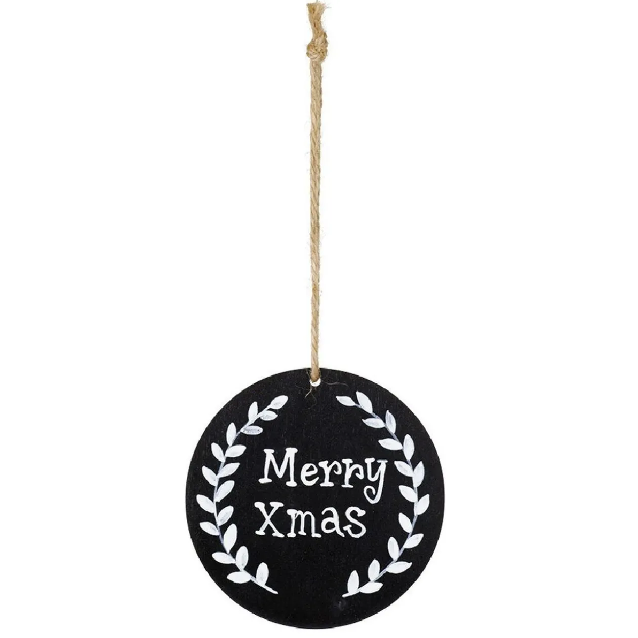 Suspension forme Couronne de Noël mdf noir et blanc