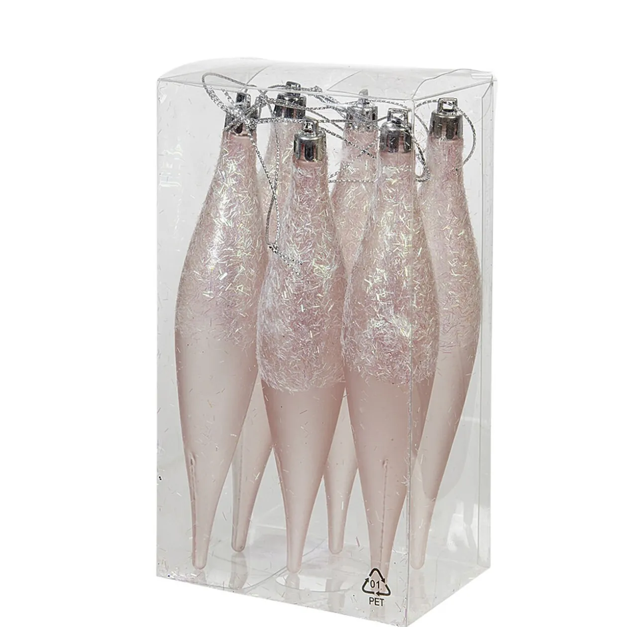 Suspension forme Olive rose paillette filament déco Noël x6