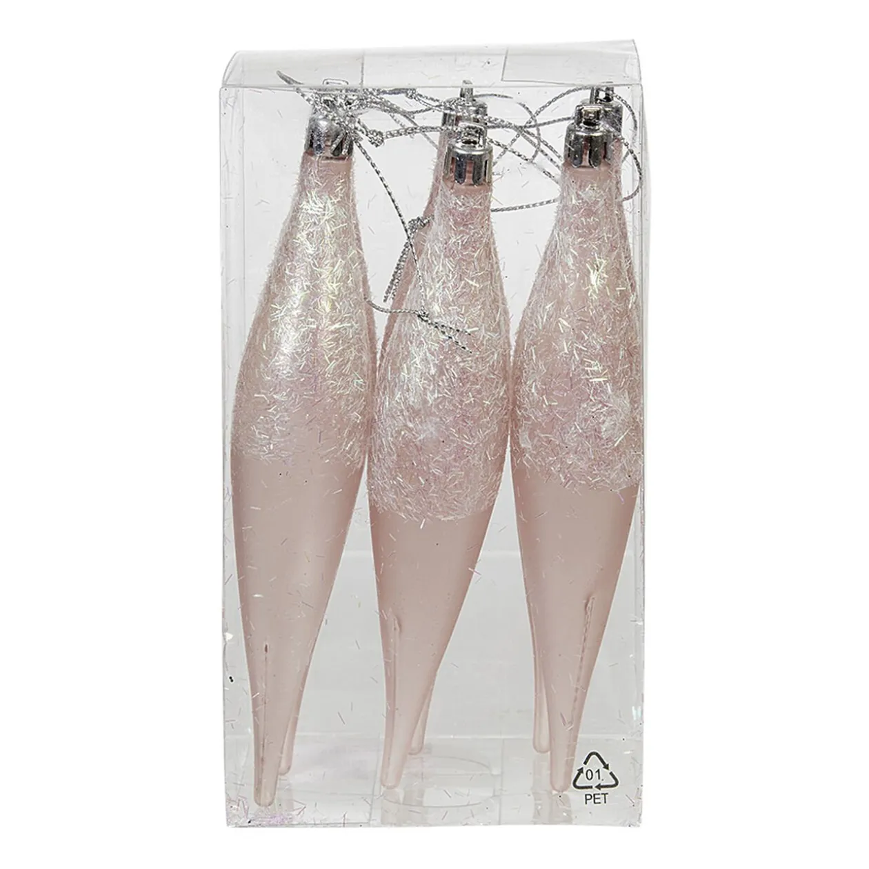 Suspension forme Olive rose paillette filament déco Noël x6