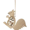Suspension forêt décoration de Noël en bois ajouré H.10 cm
