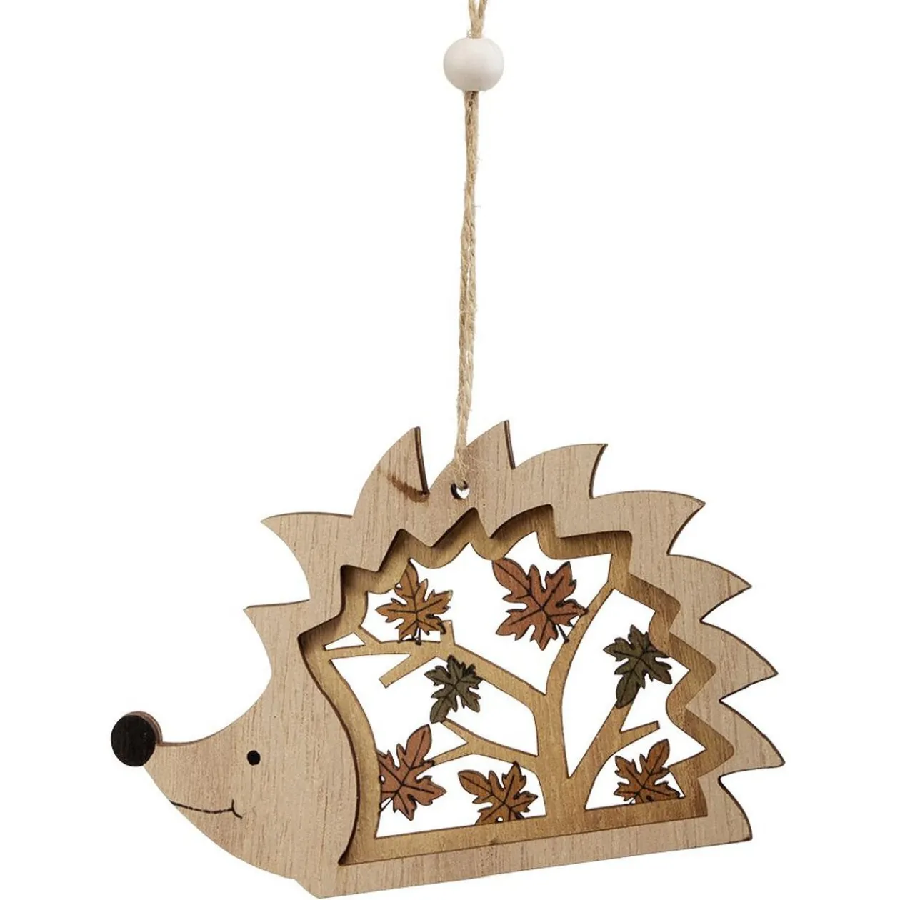 Suspension forêt décoration de Noël en bois ajouré H.10 cm