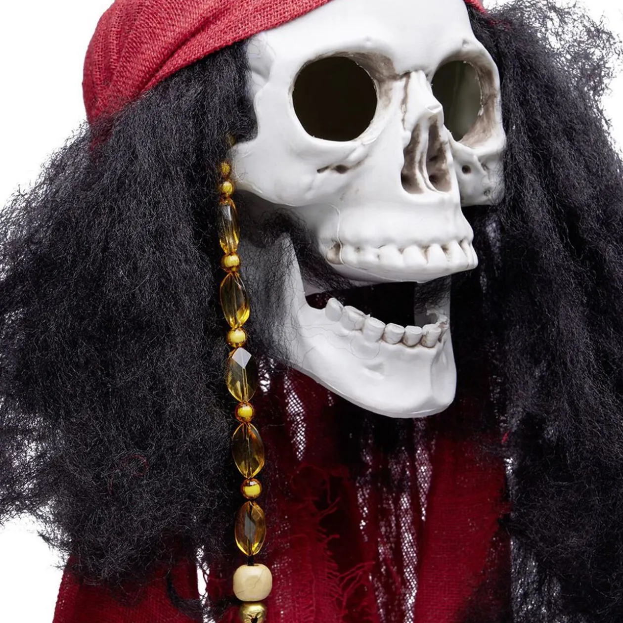 Suspension Halloween LED tête de mort pirate avec foulard rouge