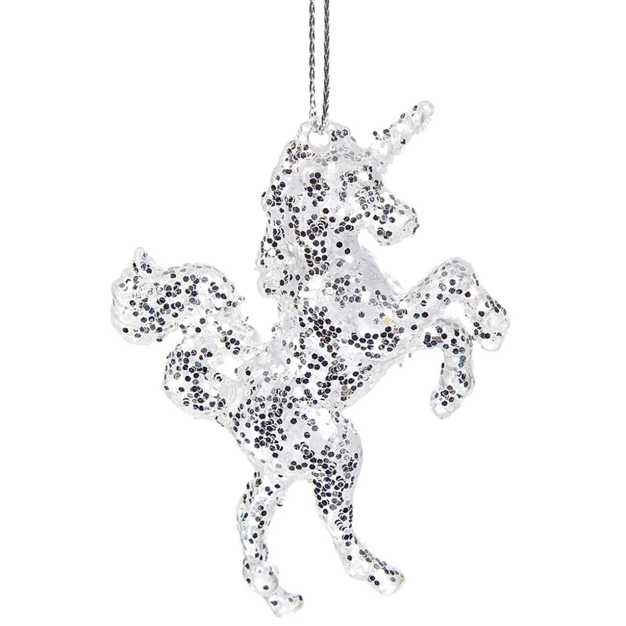 Suspension Licorne de Noël acrylique pailleté