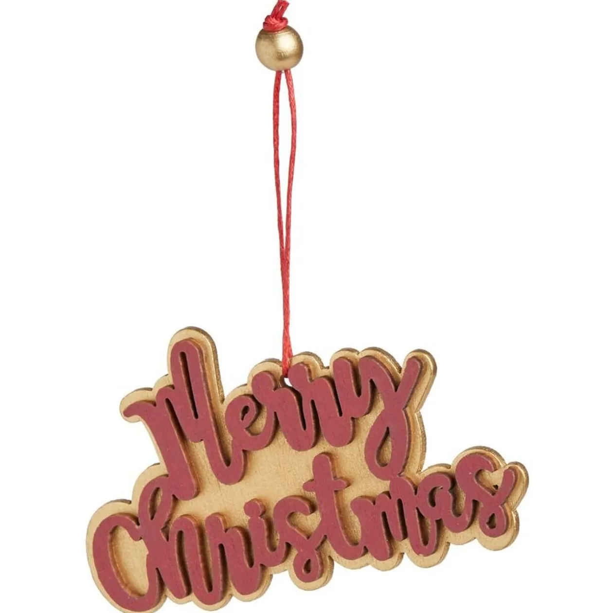 Suspension Merry Christmas doré et rouge L10x6cm