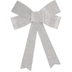 Suspension noeud de Noël pailleté argent