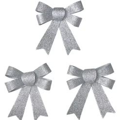 Suspension noeud de Noël pailleté argenté x3